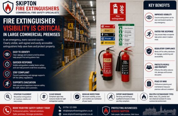 Skipton Fire Extinguishers: Why Fire Extinguisher Visibility Is Critical In Large Commercial Premises