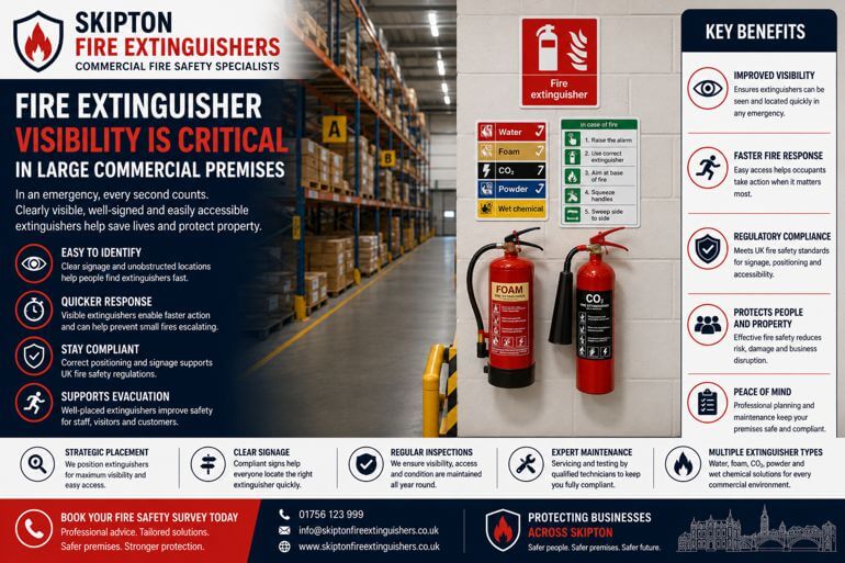 Skipton Fire Extinguishers: Why Fire Extinguisher Visibility Is Critical In Large Commercial Premises